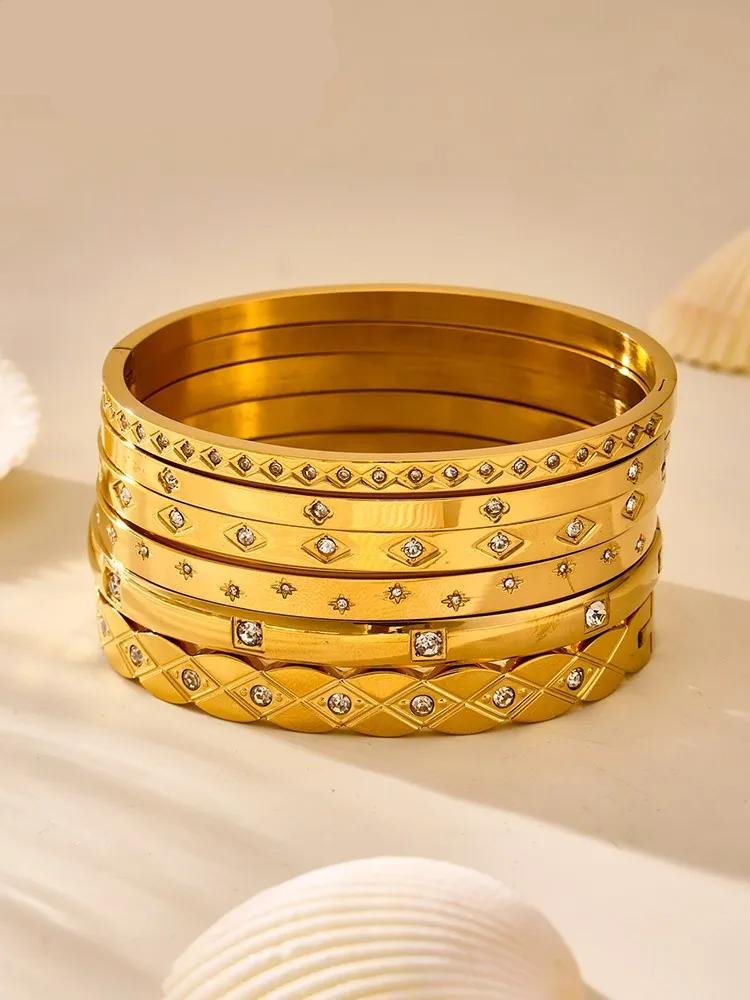 Luxury 18K Gold Plated 316L Stainless Steel Zircon Bracelet Luxury 18K Gold Plated 316L Stainless Steel Zircon Bracelet